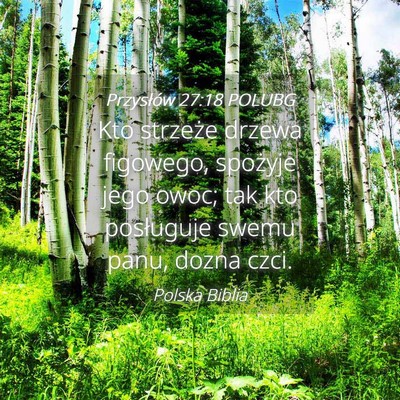Picture 04 - Przysłów 27:18 POLUBG - Kto strzeże drzewa figowego, spożyje jego owoc; - Bible Verse Picture