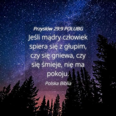 Picture 04 - Przysłów 29:9 POLUBG - Jeśli mądry człowiek spiera się z głupim, - Bible Verse Picture