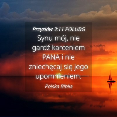Picture 04 - Przysłów 3:11 POLUBG - Synu mój, nie gardź karceniem PANA i nie - Bible Verse Picture