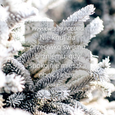 Picture 04 - Przysłów 3:29 POLUBG - Nie knuj zła przeciwko swemu bliźniemu, gdy - Bible Verse Picture
