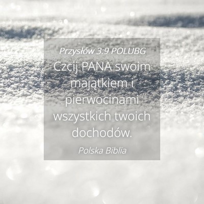 Picture 04 - Przysłów 3:9 POLUBG - Czcij PANA swoim majątkiem i pierwocinami - Bible Verse Picture