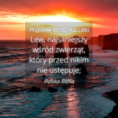 Picture 04 - Przysłów 30:30 POLUBG - Lew, najsilniejszy wśród zwierząt, który - Bible Verse Picture