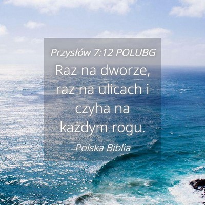 Picture 04 - Przysłów 7:12 POLUBG - Raz na dworze, raz na ulicach i czyha na każdym - Bible Verse Picture
