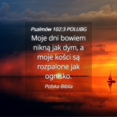 Picture 04 - Psalmów 102:3 POLUBG - Moje dni bowiem nikną jak dym, a moje kości są - Bible Verse Picture