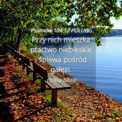 Picture 04 - Psalmów 104:12 POLUBG - Przy nich mieszka ptactwo niebieskie i śpiewa - Bible Verse Picture
