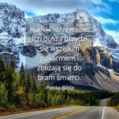 Picture 04 - Psalmów 107:18 POLUBG - Ich dusza brzydzi się wszelkim pokarmem i - Bible Verse Picture