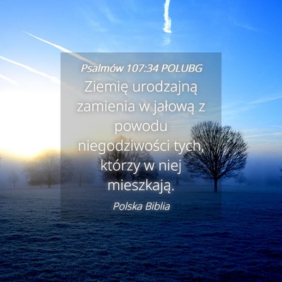 Picture 04 - Psalmów 107:34 POLUBG - Ziemię urodzajną zamienia w jałową z powodu - Bible Verse Picture