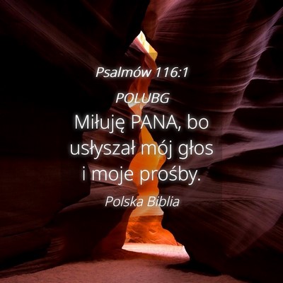 Picture 04 - Psalmów 116:1 POLUBG - Miłuję PANA, bo usłyszał mój głos i moje - Bible Verse Picture