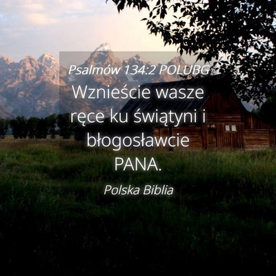 Picture 04 - Psalmów 134:2 POLUBG - Wznieście wasze ręce ku świątyni i - Bible Verse Picture