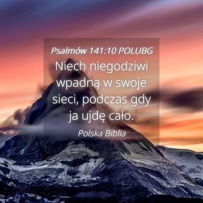 Picture 04 - Psalmów 141:10 POLUBG - Niech niegodziwi wpadną w swoje sieci, podczas - Bible Verse Picture
