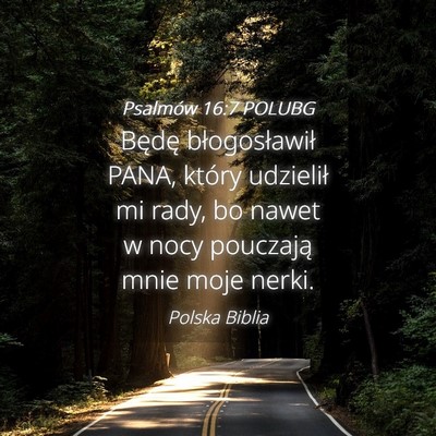 Picture 04 - Psalmów 16:7 POLUBG - Będę błogosławił PANA, który udzielił mi - Bible Verse Picture