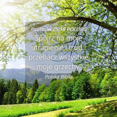 Picture 04 - Psalmów 25:18 POLUBG - Spójrz na moje utrapienie i trud i przebacz - Bible Verse Picture