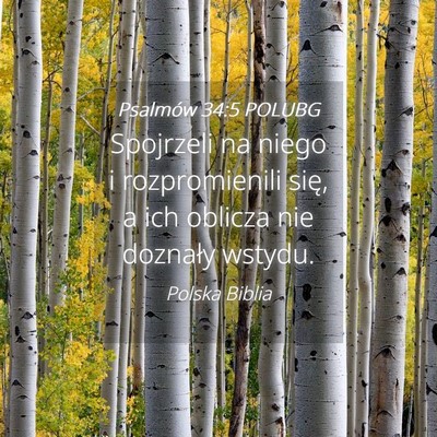 Picture 04 - Psalmów 34:5 POLUBG - Spojrzeli na niego i rozpromienili się, a ich - Bible Verse Picture