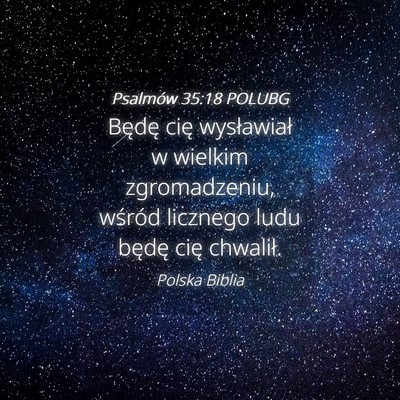Picture 04 - Psalmów 35:18 POLUBG - Będę cię wysławiał w wielkim zgromadzeniu, - Bible Verse Picture