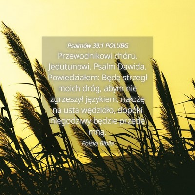 Picture 04 - Psalmów 39:1 POLUBG - Przewodnikowi chóru, Jedutunowi. Psalm Dawida. - Bible Verse Picture