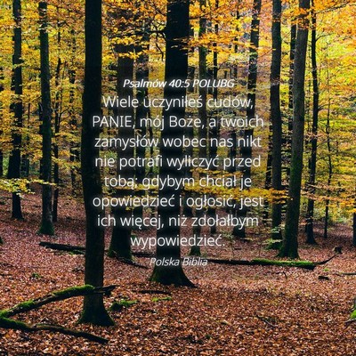 Picture 04 - Psalmów 40:5 POLUBG - Wiele uczyniłeś cudów, PANIE, mój Boże, a - Bible Verse Picture