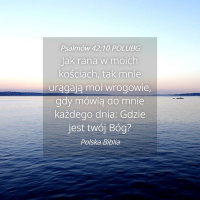 Picture 04 - Psalmów 42:10 POLUBG - Jak rana w moich kościach, tak mnie urągają - Bible Verse Picture