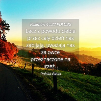 Picture 04 - Psalmów 44:22 POLUBG - Lecz z powodu ciebie przez cały dzień nas - Bible Verse Picture
