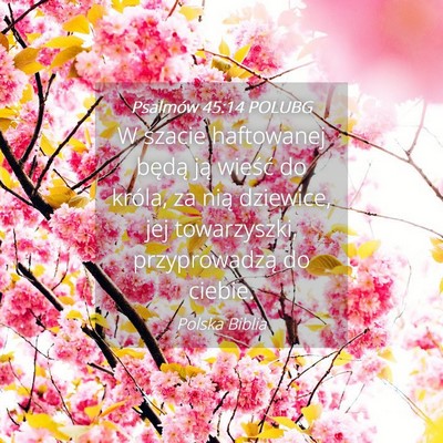 Picture 04 - Psalmów 45:14 POLUBG - W szacie haftowanej będą ją wieść do króla, - Bible Verse Picture