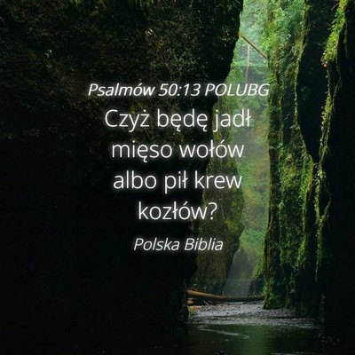 Picture 04 - Psalmów 50:13 POLUBG - Czyż będę jadł mięso wołów albo pił krew - Bible Verse Picture