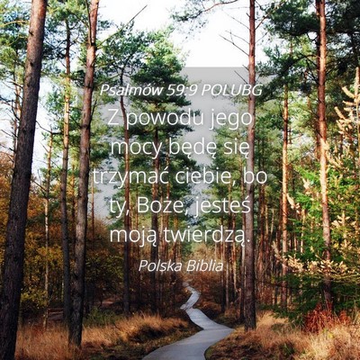 Picture 04 - Psalmów 59:9 POLUBG - Z powodu jego mocy będę się trzymać ciebie, - Bible Verse Picture