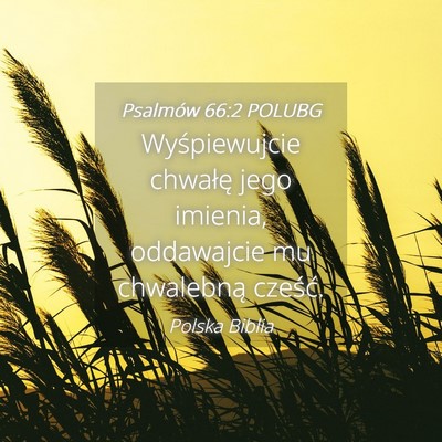 Picture 04 - Psalmów 66:2 POLUBG - Wyśpiewujcie chwałę jego imienia, oddawajcie - Bible Verse Picture