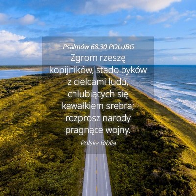 Picture 04 - Psalmów 68:30 POLUBG - Zgrom rzeszę kopijników, stado byków z - Bible Verse Picture