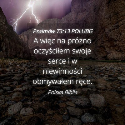 Picture 04 - Psalmów 73:13 POLUBG - A więc na próżno oczyściłem swoje serce i w - Bible Verse Picture