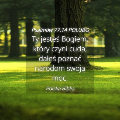 Picture 04 - Psalmów 77:14 POLUBG - Ty jesteś Bogiem, który czyni cuda; dałeś - Bible Verse Picture