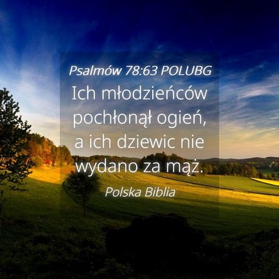 Picture 04 - Psalmów 78:63 POLUBG - Ich młodzieńców pochłonął ogień, a ich - Bible Verse Picture