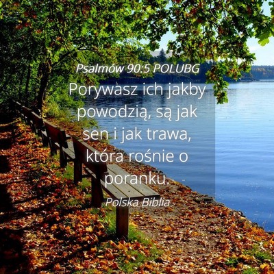 Picture 04 - Psalmów 90:5 POLUBG - Porywasz ich jakby powodzią, są jak sen i jak - Bible Verse Picture