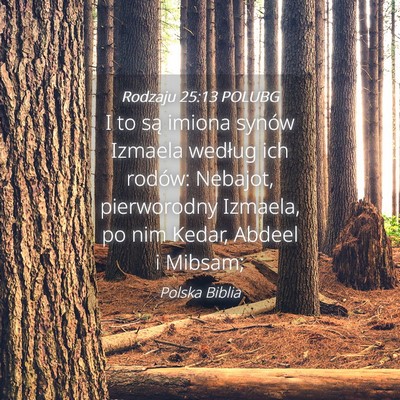 Picture 04 - Rodzaju 25:13 POLUBG - I to są imiona synów Izmaela według ich - Bible Verse Picture