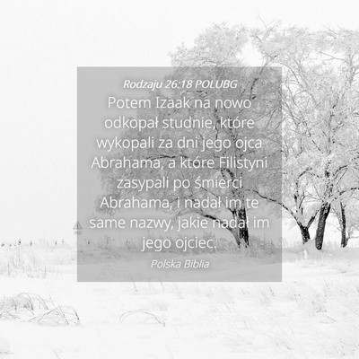 Picture 04 - Rodzaju 26:18 POLUBG - Potem Izaak na nowo odkopał studnie, które - Bible Verse Picture