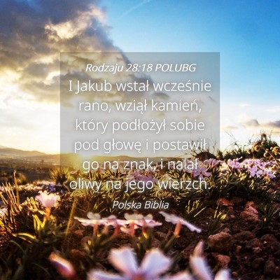 Picture 04 - Rodzaju 28:18 POLUBG - I Jakub wstał wcześnie rano, wziął kamień, - Bible Verse Picture