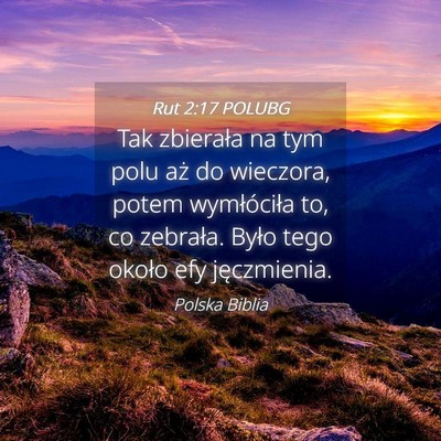 Picture 04 - Rut 2:17 POLUBG - Tak zbierała na tym polu aż do wieczora, potem - Bible Verse Picture