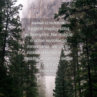 Picture 04 - Rzymian 12:16 POLUBG - Bądźcie między sobą jednomyślni. Nie miejcie - Bible Verse Picture