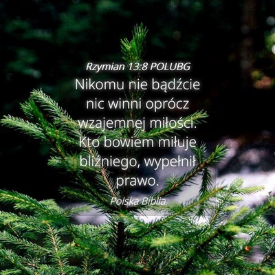 Picture 04 - Rzymian 13:8 POLUBG - Nikomu nie bądźcie nic winni oprócz wzajemnej - Bible Verse Picture