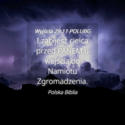 Picture 04 - Wyjścia 29:11 POLUBG - I zabijesz cielca przed PANEM u wejścia do - Bible Verse Picture