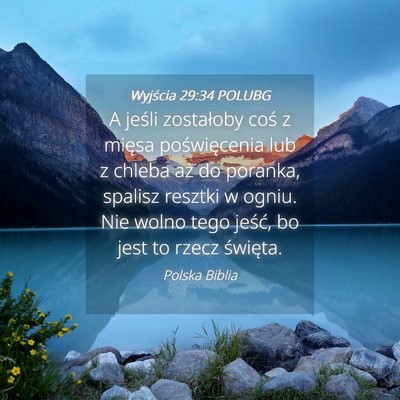 Picture 04 - Wyjścia 29:34 POLUBG - A jeśli zostałoby coś z mięsa poświęcenia - Bible Verse Picture