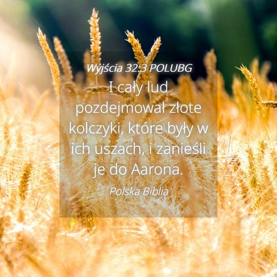 Picture 04 - Wyjścia 32:3 POLUBG - I cały lud pozdejmował złote kolczyki, które - Bible Verse Picture