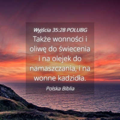 Picture 04 - Wyjścia 35:28 POLUBG - Także wonności i oliwę do świecenia i na - Bible Verse Picture