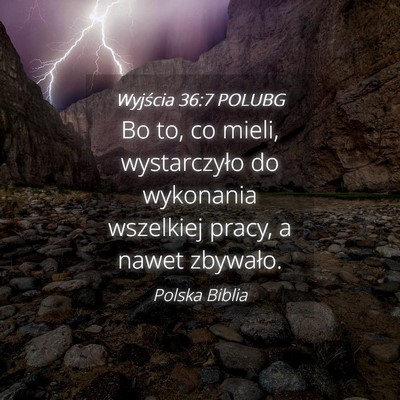 Picture 04 - Wyjścia 36:7 POLUBG - Bo to, co mieli, wystarczyło do wykonania - Bible Verse Picture