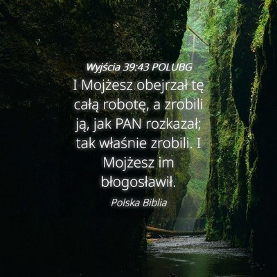 Picture 04 - Wyjścia 39:43 POLUBG - I Mojżesz obejrzał tę całą robotę, a - Bible Verse Picture