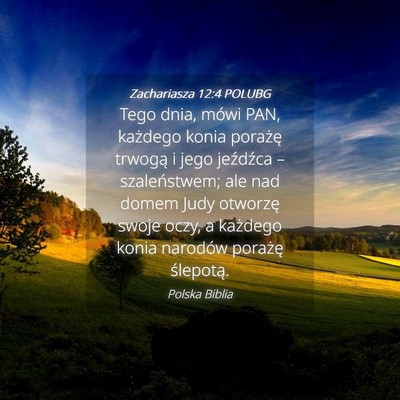 Picture 04 - Zachariasza 12:4 POLUBG - Tego dnia, mówi PAN, każdego konia porażę - Bible Verse Picture