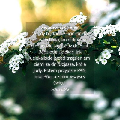 Picture 04 - Zachariasza 14:5 POLUBG - Wtedy będziecie uciekać do doliny tych gór, bo - Bible Verse Picture