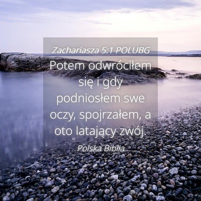 Picture 04 - Zachariasza 5:1 POLUBG - Potem odwróciłem się i gdy podniosłem swe - Bible Verse Picture