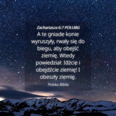 Picture 04 - Zachariasza 6:7 POLUBG - A te gniade konie wyruszyły, rwały się do - Bible Verse Picture