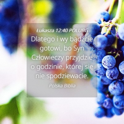 Picture 04 - Łukasza 12:40 POLUBG - Dlatego i wy bądźcie gotowi, bo Syn Człowieczy - Bible Verse Picture