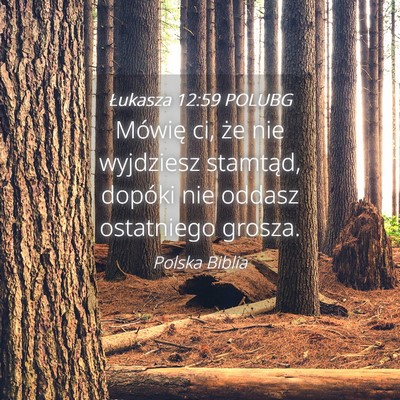 Picture 04 - Łukasza 12:59 POLUBG - Mówię ci, że nie wyjdziesz stamtąd, dopóki - Bible Verse Picture