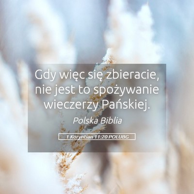 Picture 05 - 1 Koryntian 11:20 POLUBG - Gdy więc się zbieracie, nie jest to spożywanie - Bible Verse Picture